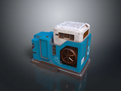 Blue Computer Server With White Top And Cooling Fan For Office Data Use 3d model