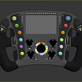 Electronic Electrical Carbon Fiber Racing Steering Wheel With Display Screen Colorful Buttons And Control Knobs 3d model