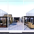 Modern Outdoor Pergola Design With Open Structure Tables Chairs And Plants