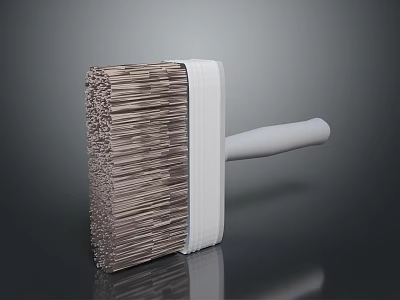 Durable Brown Bristle Cleaning Brush With White Handle And Ergonomic Grip 3d model
