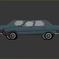 Two Classic Blue Sedans Parked On Dark Reflective Surface With Retro Design 3d model