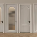 Modern White Interior Hinged Doors With Various Glass Designs And Elegant Frames 3d model