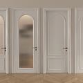 French Single Door Cream Wind Single Door Swing Door 3d model