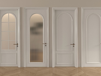 French Single Door Cream Wind Single Door Swing Door 3d model