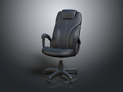 Black Leather Office Swivel Chair With Ergonomic Design And Five Point Base 3d model