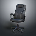 Black Leather Office Swivel Chair With Ergonomic Design And Five Point Base