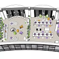 Modern Leisure Area Design With Green Plant Walls Hanging Lights And Round Seats