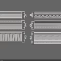 Various Decorative Gypsum Cornice Designs With Ornate Patterns And Detailed Dimensions 3d model