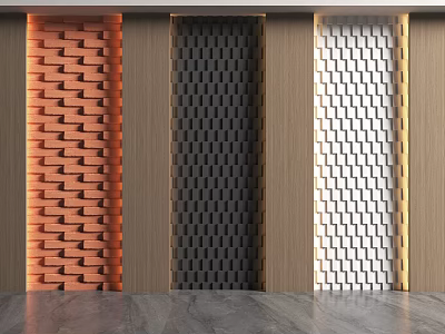 Modern Wall Paneling In Orange Black White Designs 3d model