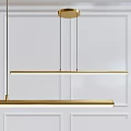 Modern Golden Linear Metal Chandelier With Double Horizontal Sleek Bars Design 3d model