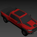 Red Pickup Truck With Black Grille Double Cab Black Wheels And Rugged Exterior