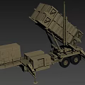 Military Missile Launcher Trailer With Elevated Launch System In Desert Environment 3d model