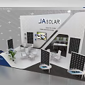 JA SOLAR Modern Exhibition Booth With Solar Product Displays And White Furniture