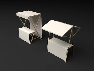White Top Retail Display Stacks With Metal Frame And Simple Design 3d model