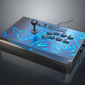 Electronic Appliance Wired Arcade Stick With Blue Patterns Joystick And Control Buttons 3d model