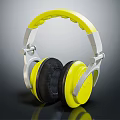 Yellow Over Ear Headphones With Modern Design Silver Accents And Black Ear Cups