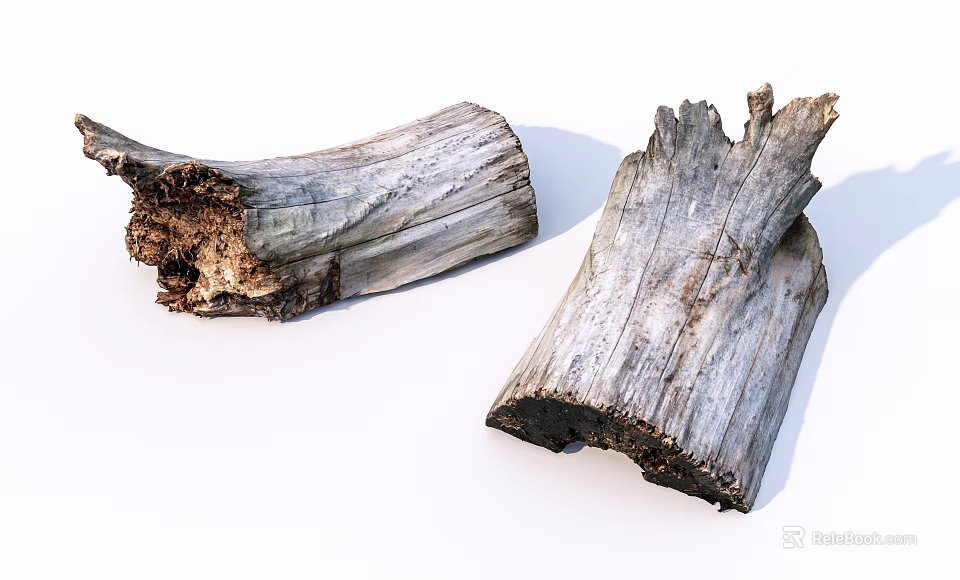 Natural Stone Wood Log Sections With Weathered Texture And Rustic Design 3d model 