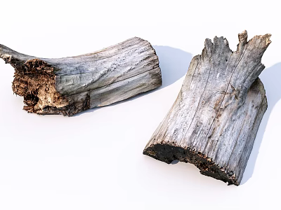 Natural Stone Wood Log Sections With Weathered Texture And Rustic Design 3d model