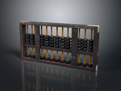 Wooden Abacus With Black Beads And Yellow Rods For Daily Use 3d model