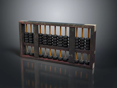 Wooden Abacus With Black Beads And Yellow Rods For Daily Use 3d model Wooden Abacus With Black Beads And Yellow Rods For Daily Use 3d model