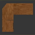 L Shaped Wooden Desk With Spacious Surface And Metal Frame Shelves
