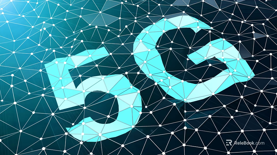 5G Network Technology With Connected Nodes And Digital Lines 3d model 