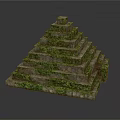 Ancient Stone Pyramid Structure With Moss Covered Steps And Layers