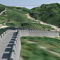 Great Wall Scenery With Winding Stone Walls Along Green Mountainous Landscape