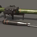 Green Tactical Rocket Launcher With Black Scope And Stable Mount Design 3d model