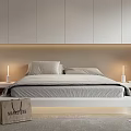 Minimalist Modern Bedroom Interior Design With White Bed Wardrobes Bedside Lighting And Window