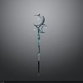 Enchanting Crescent Moon Magic Staff With Twisted Green Glowing Accents