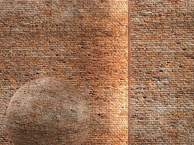 Rustic Circular Component Featured on Aged Brick Wall with Natural Texture 3d model