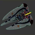 Futuristic Sci Fi Spaceship Design With Glowing Thrusters And Orange Emblems 3d model