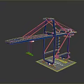 Blue Industrial Crane Model Featuring Extended Boom Yellow Hook And Stable Base 3d model