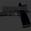 Modern Tactical Pistol Featuring Silencer Attachment Top Mounted Sight And Black Grip