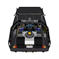 Classic Black Sports Car With Gull Wing Doors And Roof Mounted Equipment