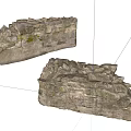 Natural Stone Building Exterior Wall With Irregular Blocks And Rough Texture 3d model