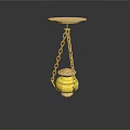 Yellow Decorative Chandelier With Chain Hanging And Round Ceiling Base