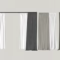 Various Colored Elegant Curtains In Brown White Grey Shades Hanging On Rod