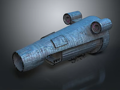 Streamlined Cosmic Spaceship With Metallic Surface And Dual Thrusters Design 3d model