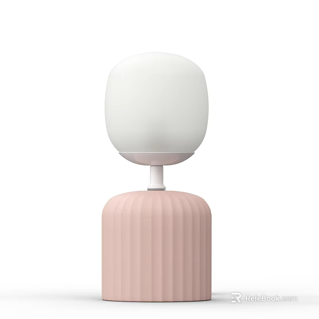 Modern Table Lamp With White Lampshade And Pink Ribbed Base Design 3d model 