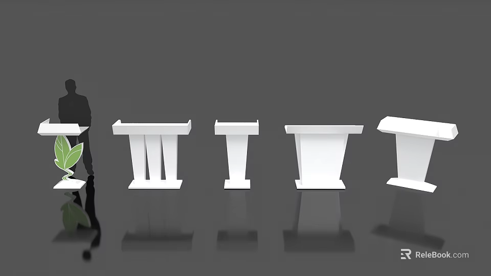 Sleek White Functional Desks Featuring Four Different Modern Minimalist Designs And Structures 3d model 
