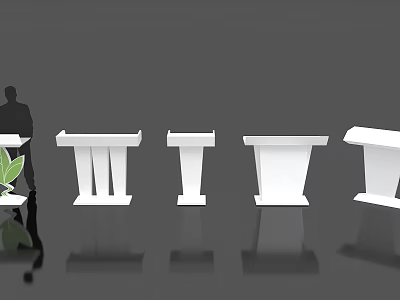 Sleek White Functional Desks Featuring Four Different Modern Minimalist Designs And Structures 3d model