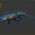 Spiked Creature Character In Walking Stance With Teal And Orange Scales 3D Render