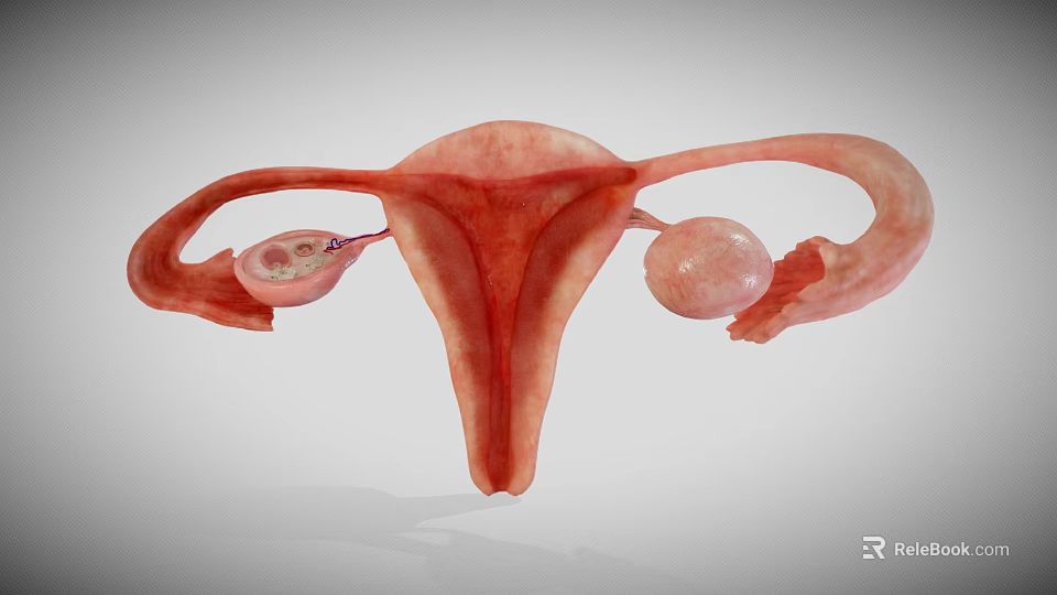 Detailed 3D Model Of Female Reproductive System With Uterus Ovaries And Fallopian Tubes 3d model 