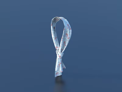 Elegant White Fabric Tie With Pink Floral Pattern And Neat Knot Style For Formal Wear 3d model