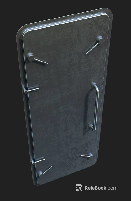 Dark Metal Door With Textured Surface Silver Handle And Secure Lock 3d model 