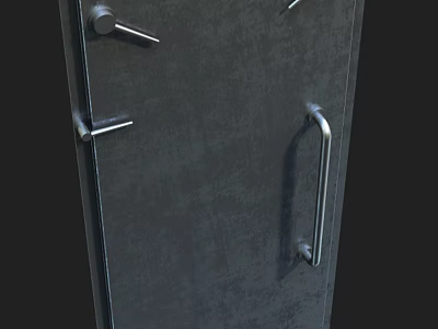 Dark Metal Door With Textured Surface Silver Handle And Secure Lock 3d model