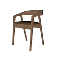 Elegant Modern Minimalist Wooden Single Chair With Leather Seat And Armrests