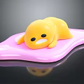 Cute 3D Yellow Egg Yolk Creature Lying On Pink Base With Sad Expression 3d model
